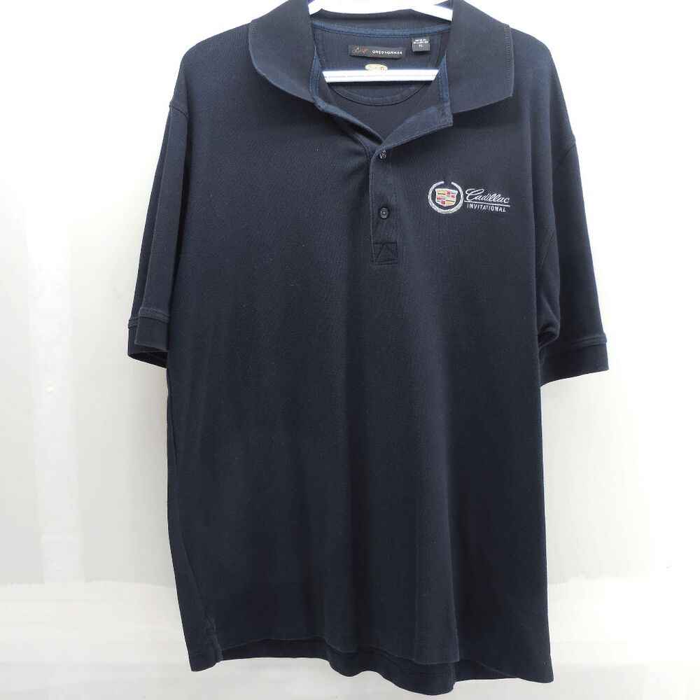 Greg Norman Mens Black Cadillac Invitational Short Sleeve Polo Shirt Sz XL